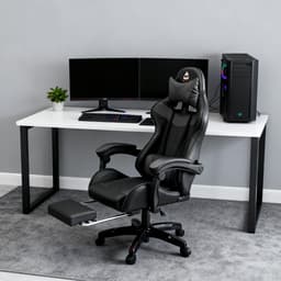 GOTAGEE Gamingstoel Bureaustoel Ergonomische Gamestoel Met Lendensteun un voetpedalen Hoogte en Ligfunctie Zwart — thumbnail 3