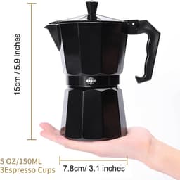 Moka Pot Koffiezetapparaat - Italiaanse Stijl Aluminium Percolator voor Gas, Inductie & Elektrische Kookplaten — thumbnail 3