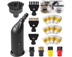 Geschikt voor 12 stuks stoomreinigeraccessoires compatibel met Kärcher SC1 SC2 SC3 SC4 SC5 SC7 CTK10 CTK20 – ronde borstels, mondstukken, verlengbuis en stoommantel voor efficiënte stoomreiniging-Belle's product
