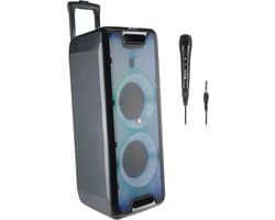 Draagbare Luidspreker met Bluetooth 5.0 - 200W Max, Dubbele 5" Subwoofer, LED-Verlichting, Microfoon Ingang, USB en AUX - Draadloos en Draagbaar voor Binnen en Buiten