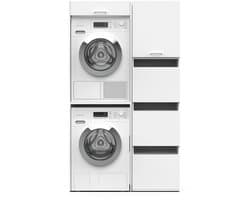 Washcab® Wasmachine Kast - Droger Verhoger - Wasmachine Ombouw - Droger op wasmachine Wit - Stack Set 2