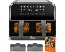 Dubbele Heteluchtfriteuse XL 8L - Dual Zone Airfryer met 2 Siliconen Matten & Recepten