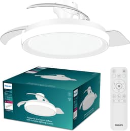 Philips Bliss Plafondventilator met ingebouwde LED-lamp - 3 Intrekbare bladen, diameter: 106cm - 4500 Lumen - Instelbaar wit licht van 2700K tot 6500K - Dimbaar tot 5% - Afstandsbediening - Wit met glinstering — thumbnail 1