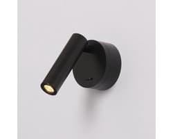 3W 3000K LED-wandlamp voor binnengebruik, nachtlampje met verstelbare schakelaar, geschikt voor slaapkamers, woonkamers en hotels. Gemaakt van aluminium, zwart.