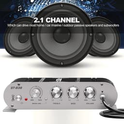 2.1 Kanaals Bluetooth Mini Stereo Versterker met Hoofdtelefoonaansluiting - Krachtige Hi-Fi Audio — thumbnail 3