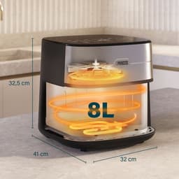 Princess 182280 Digitale Airfryer 8L - Dual heating - Dubbel verwarmingselement - 2000W - PFAS-vrij - XXL Gezinsformaat - Makkelijk schoon te maken — thumbnail 9