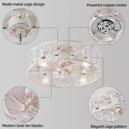 Industriële Plafondventilator met Verlichting Wit Laag Profiel 51cm met Afstandsbediening — thumbnail 2