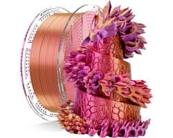 Zijdeglans Meerkeurig PLA Filament 1.75mm voor 3D-Printer, Kleurwisselend Rood-Goud-Paars, 1kg