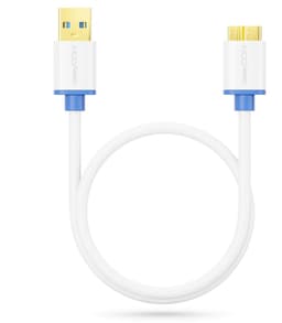 Micro USB 3.0 Kabel - Datakabel Laadkabel - Externe Harde Schijven - Tot 5 Gbit/s - 30 Centimeter - Wit — thumbnail 5