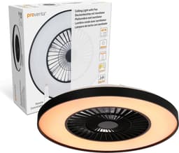 Proventa Premium Plafondventilator met lamp 60 cm - Zomer- en winterstand met afstandsbediening - Plafondlampen met Ventilator & Lamp - Zwart — thumbnail 1