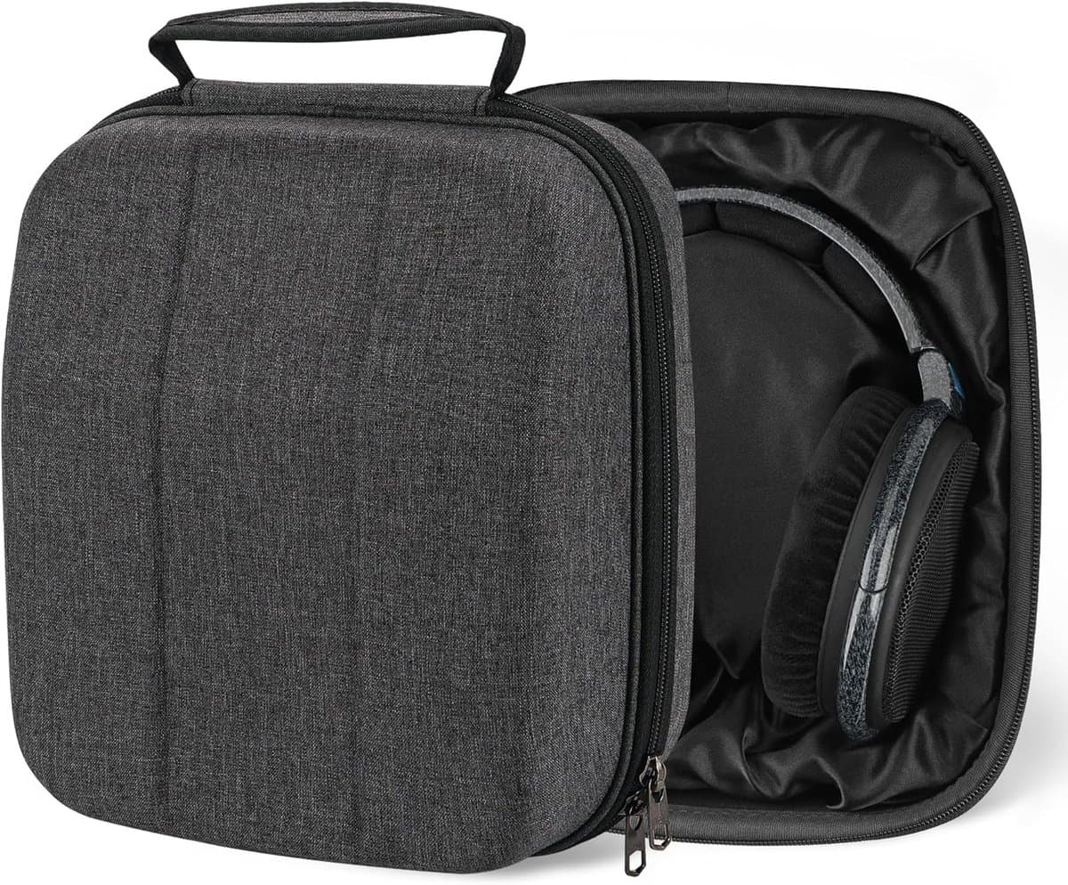 Koptelefoon Hoes - Beschermhoes Opbergtas - Veilig Transport - Harde Schelp Waterbestendig - 24 x 21.5 x 12.5 cm - Donkergrijs — afbeelding 1