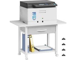 Printer Meubel - Opbergmeubel Bureau - Thuiswerkplek Organiseren - Ruime Opbergruimte - 56x38x40 cm - Wit