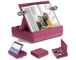 Opvouwbare leeskussen met opbergvakken - Verstelbare standaard voor tablet, e-reader en boeken