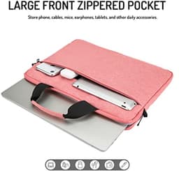 Roze laptophoes voor 15,6 inch - Beschermende sleeve met meerdere vakken en draagriem — thumbnail 3