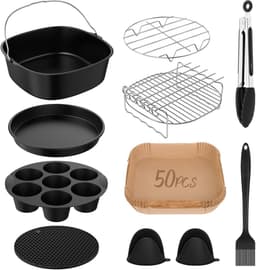 Airfryer Accessoires Set 8 Inch – 11-delig – Bakvorm, Pizza Pan, Cakevorm, Rek & Siliconen Vorm – Geschikt voor Airfryer ≥ 22 cm — thumbnail 7