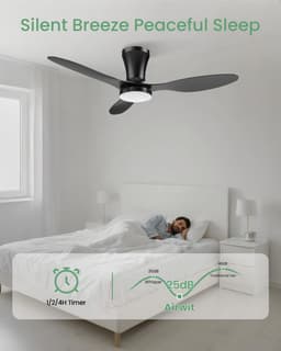 Grote Zwarte Plafondventilator met Verlichting en Afstandsbediening (107cm) — thumbnail 4