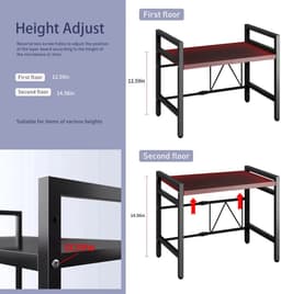Deliqa magnetronrek organisator - zwart - uitschuifbaar - 42 - 64 cm - organizer - opbergrek - 20 kg draagvermogen - voor oven / magnetron / airfryers — thumbnail 3