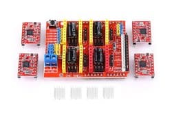 CNC Shield V3 Printplaat met 4 A4988 Stappenmotor Drivers en Koellichamen voor 3D-Printer en Graveur Kits