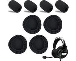 Vervangende Pads voor Hoofdtelefoon | Wasbare Elastische Kussens | Sport, Gaming, Gym | Zweetbestendig | 8 Stuks (Zwart)