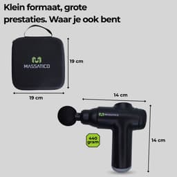 Massatico Massage Gun Compact - Professioneel en Krachtig Massage Apparaat - Massageapparaat Massagegun - Massage Pistool - Zwart - 5 Opzetstukken - 32 Standen - Met Koffer — thumbnail 5