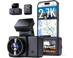 Aurixi® Dual Dashcam - Voor en Achter Camera – Auto Camera Met Nachtzicht - Zwart- 14cm x 15cm x 11cm