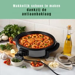 Aurixi® Partypan -Airfryer -Hapjespan - makkelijke schoon te maken - diameter 32 cm - Zwart - 40cm x 38cm x 16cm — thumbnail 4