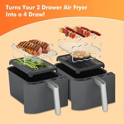 10-delige Accessoireset Geschikt voor Ninja Dual Airfryer DZ201 - DZ401 - Geschikt voor 8-10 Quart Dual Zone Airfryers - Met Cake Pan - Airfryer Accessoires Set - Pizza Pan - Rack - Spiesjes en Papier Liners — thumbnail 2
