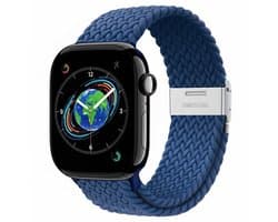 Blauw nylon horlogebandje geschikt voor Apple Watch dames en heren 42mm (serie 1 / 2 / 3) / 44 mm / 45 mm / 46 mm (serie 10 / 11) / 49 mm (Ultra / Ultra 2) , elastisch smartwatch bandje zonder gesp, gevlochten stretch