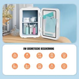Aurixi® Skincare Fridge - Mini Koelkast 8 Liter – Met Spiegel en Verlichting - Mini Fridge - Make up Koelkast 12v - Skincare Organizer - Skincare Koelkast - Small Fridge - Cosmetica - Wit - 26cm x 21cm x 30cm — thumbnail 6