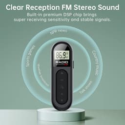 Radio - FM Radio - Draagbare Oplaadbare Zakradio met LCD Display en Belt Clip - Voor Joggen en Wandelen - Zwart — thumbnail 4