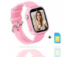 AngelTech Ultra GPS Horloge Kind Met Simkaart 4G – SOS knop – Smartwatch Kinderen – Whatsapp - HD Camera en Videobellen – Smartwatch Kind – GPS Tracker Kind – Smartwatch Kids - Elke polsmaat – Roze