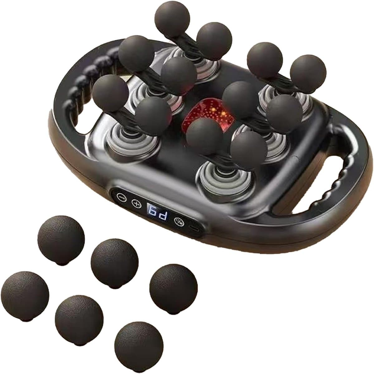 Massagepistool - 12 massagekoppen voor diepe weefselmassage - Geschikt voor rug, schouders en benen - 9 intensiteitsniveaus - Lange batterijduur (zwart) — afbeelding 1