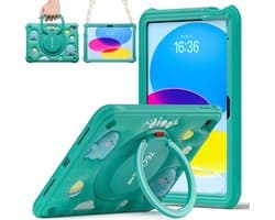 Kindvriendelijke iPad Hoes 11 inch & 10.9 inch - Schokbestendig, 360° Standaard, Ringgreep en Schouderband