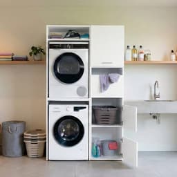 Washcab® Wasmachine Kast - Droger Verhoger - Wasmachine Ombouw - Droger op wasmachine Wit - Stack Set 2 — thumbnail 2