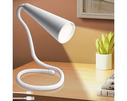 Oplaadbare LED Leeslamp met 3 Kleuren en Helderheidsniveaus, 360 Graden Flexibel Neklicht