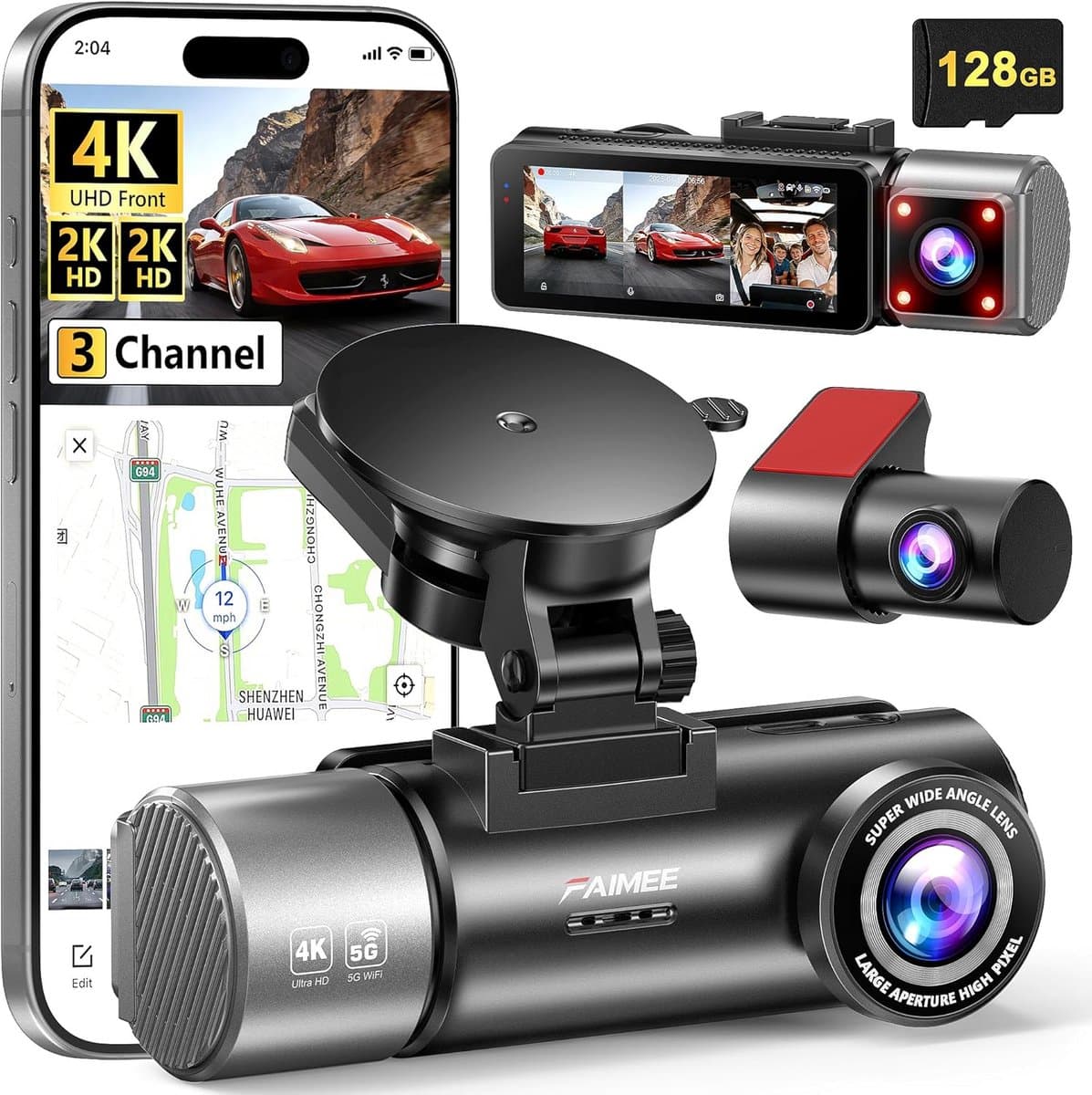 4K Dashcam voor Auto - Hoge Resolutie Rijbeveiliging — afbeelding 1