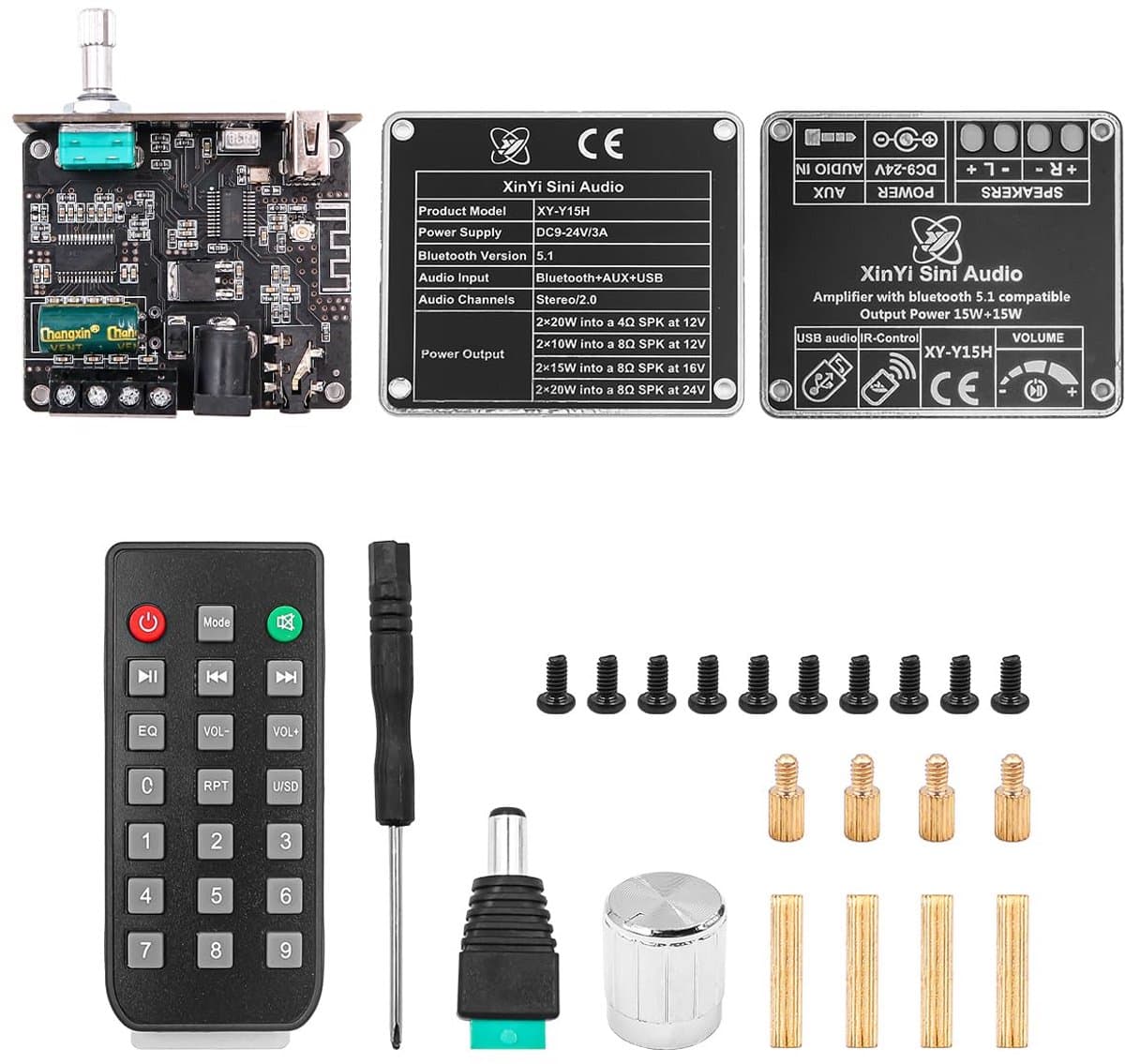 Stereo Bluetooth Versterker Module 2x15W met AUX en USB-Aansluiting — afbeelding 1
