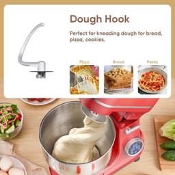 Shopwizz Keukenmachine - Met Mengkom - OLED Scherm - Incl. Garde, Deeghaak en Platte Haak - 11 Snelheden - Blender - Mixer - 2000W - 6.2L - Rood — thumbnail 5