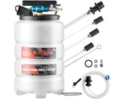 Olieafzuigpomp - Olieverversingspomp/Transferpomp - Capaciteit 9,5 L - Pneumatisch & Handmatig - Met Slang + 3 Verlengbuizen - PE-tank - Voor Auto, Boot & Grasmaaier