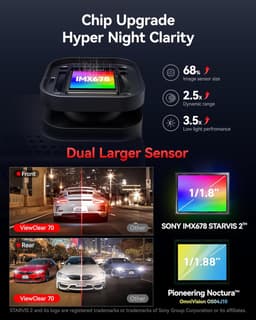 RedTiger Viewclear 70 - Dual Dashcam voor auto - Ultra 4K & 2,5K - Voor en Achter Camera - 2026 model - Met Touchscreen - WiFi en GPS - 3.20 Inch met App - Sony Sensor Nachtzicht - Dashcams - Parkeerbewaking - G Sensor - Loop opname - 128GB SD Kaart — thumbnail 5