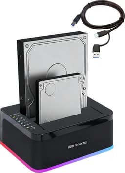 Externe Harde Schijf Dock - Opslagstation - Data Back-up - Offline Klonen - 20TB Capaciteit - Zwart — thumbnail 1