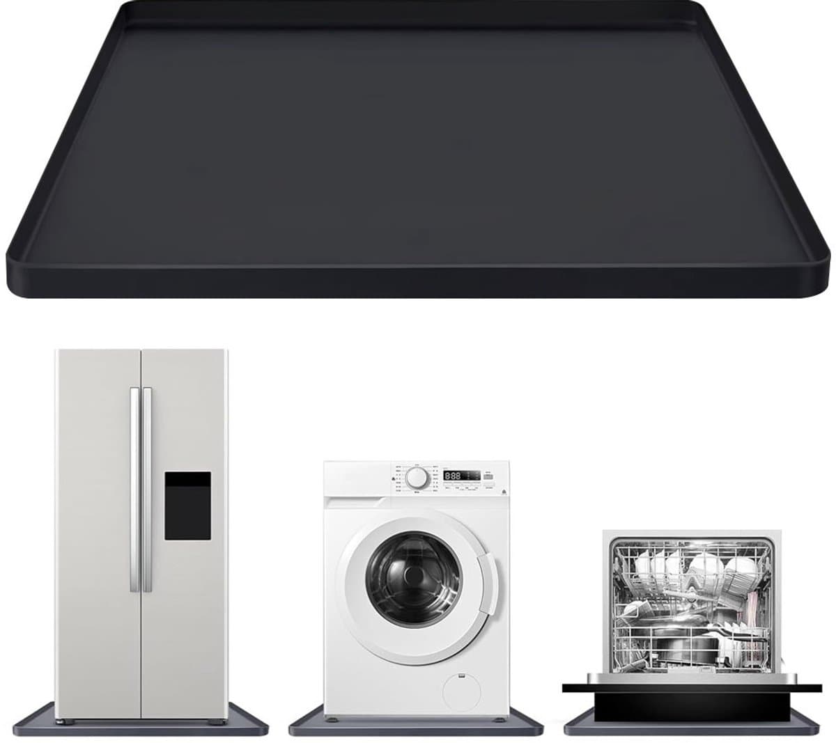Wasmachinemat van 68 x 68 cm, waterdicht en krasbestendig, met opstaande randen, geschikt voor huishoudelijk gebruik en opslag. — afbeelding 1