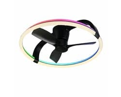 REALITY STOCKHOLM - Ventilator - Zwart mat - incl. 1x LED 37 W - Afstandsbediening - Geintegreerde dimmer - Traploos instelbare lichtkleur - Niet externe dimbaar - RGBW-kleurenwisselaar - Zomer- en wintermodus - Dynamisch licht - 6 snelheidsniveaus — afbeelding 1