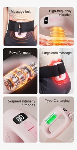 Massagepistool - Spiermassage Apparaat - Mini Massage Gun - Vibratie Massage Ring - Oplaadbare Massage Gun - LCD Display - 5 Standen - Stil - Blauw — thumbnail 2