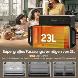 XXL Airfryer – Friteuse – Heteluchtoven – Elektrische Oven – Kooktoestel – Zwart – 23 Liter Inhoud – Dubbele Kookzones Met LED Touchscreen — thumbnail 2