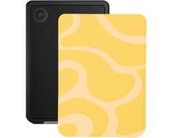 Lunso Geschikt voor Kobo Clara BW / Clara Colour hoesje (6 inch) - Vegan Saffiano Leren Sleep Cover - Yellow Wave