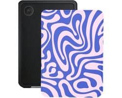 Lunso Geschikt voor Kobo Clara BW / Clara Colour hoesje (6 inch) - Vegan Saffiano Leren Sleep Cover - Voilet Vortex