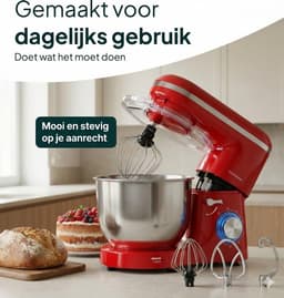 Keukenmachine - Keukenrobot foodprocessor - Bakken en mixen - Krachtige 2000W motor - 62L kom - Rood — thumbnail 5