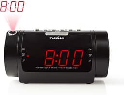 Nedis Wekkerradio - Projectie - AM / FM - Snoozefunctie - Slaaptimer - Dual Alarm - Zwart — thumbnail 1