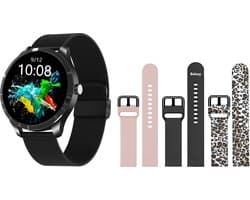 Belesy® Q9 Pro - Smartwatch Dames – Smartwatch Heren - Horloge - 1.28 inch - Kleurenscherm - Stappenteller - Bloeddruk - Hartslag - 75+ Wijzerplaten – Sporten – Milanees – Staal – Zwart - Kerstcadeau